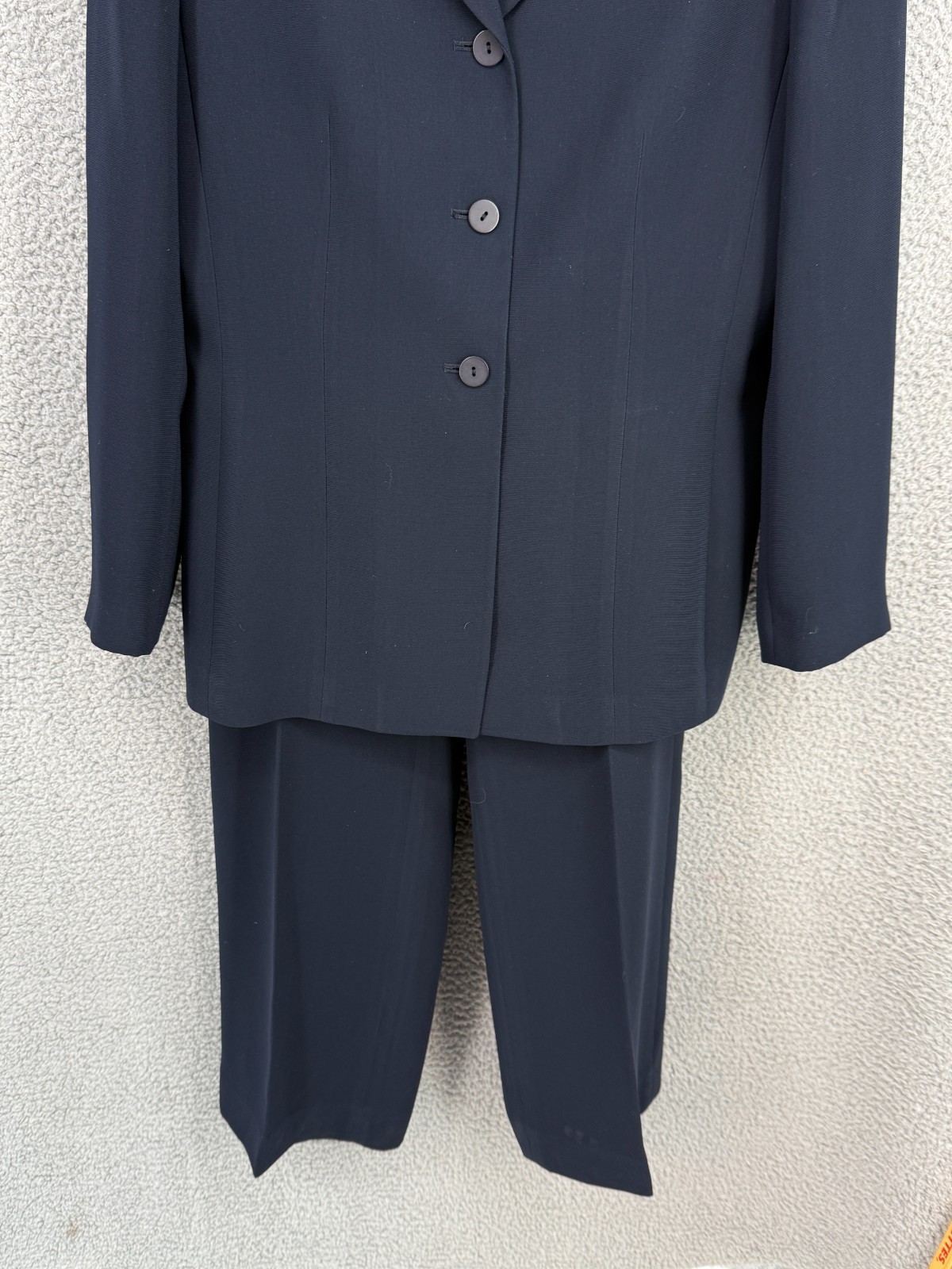 Le Suit Womens 2pc Pants Suit Straight Leg Collections Sz 12 Classic Navy Long
