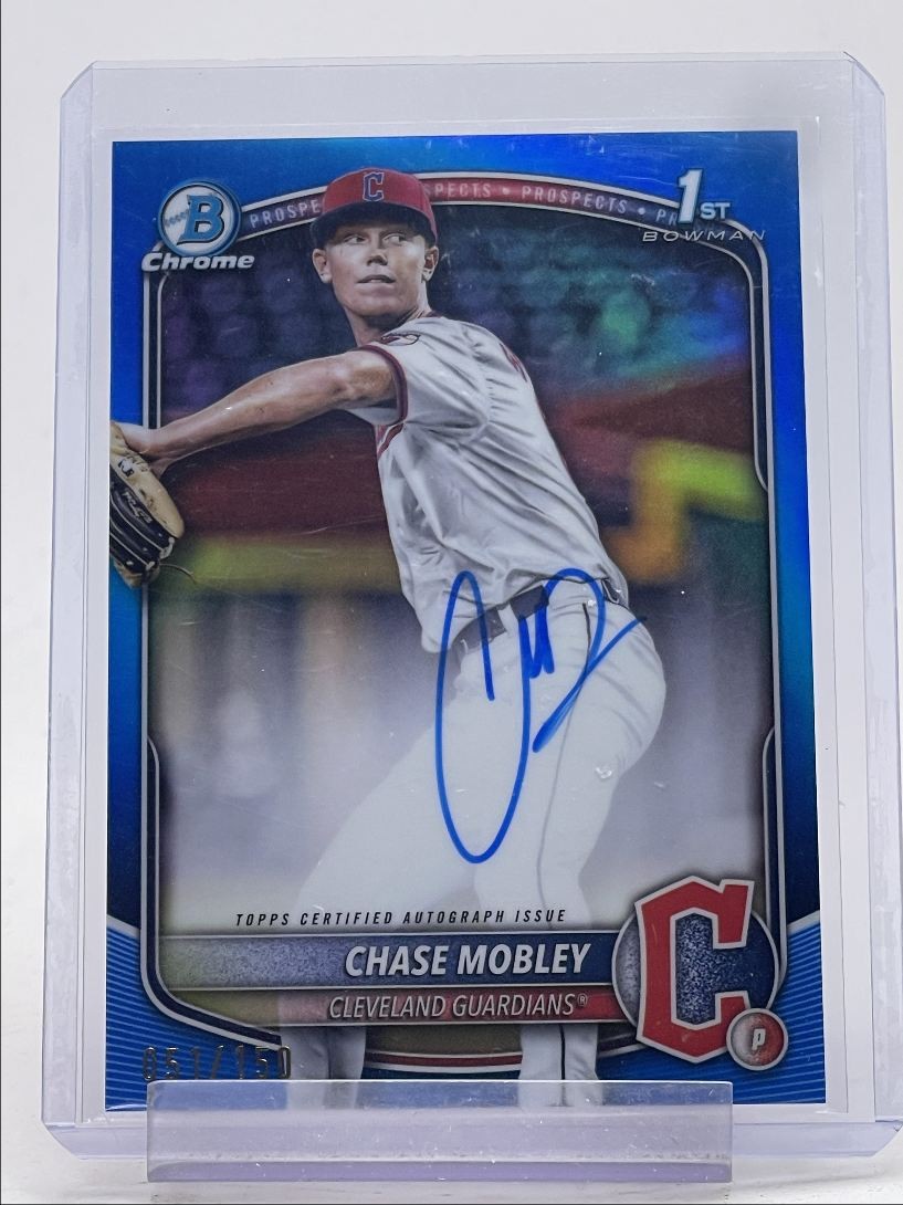 CHASE MOBLEY 2025 BOWMAN CHROME 1ST AUTOGRAPH BLUE REFRACTOR AUTO /150 Q5721