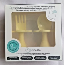 Baby Spoons, Toddler & Baby Utensils, Baby Feeding Baby Fork, 1 Set, Yellow