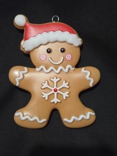Gingerbread Man Large Plastic Christmas Ornament 5" X 6" Box of 3