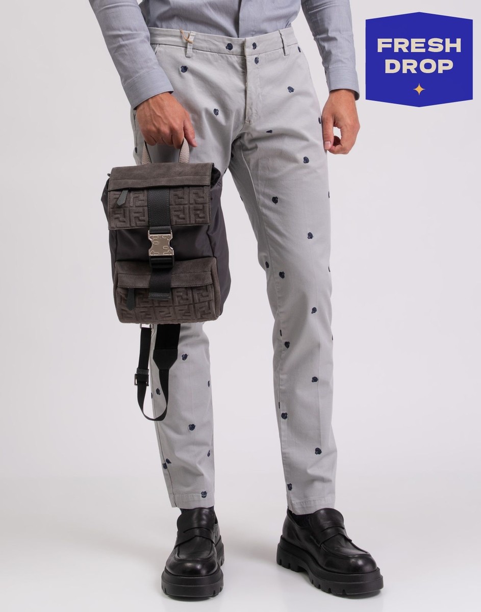 RRP€1724 FENDI Fendiness Suede Leather ECONYL® Backpack Mesh