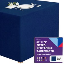 Gee Di Moda Fitted Tablecloth - 72 x 30 Inch Royal Blue Floor-Length Fitted Tabl