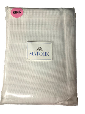 MATOUK~AUGUSTA~Coverlet/Bedspread~1 KING~WHITE~100% cotton~made US~Fabric Italy~