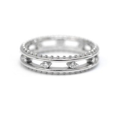 Hearts on Fire Ladies 18K White Gold Sloane Picot Floating Diamond Ring 6.5