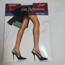 Hanes Silk Reflections Silky Sheer Non Control Top Sandalfoot Pantyhose NEW