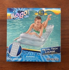 H2O Go Metal Tech Lounge Inflatable Pool Float Swim Beach Raft 74 X 28