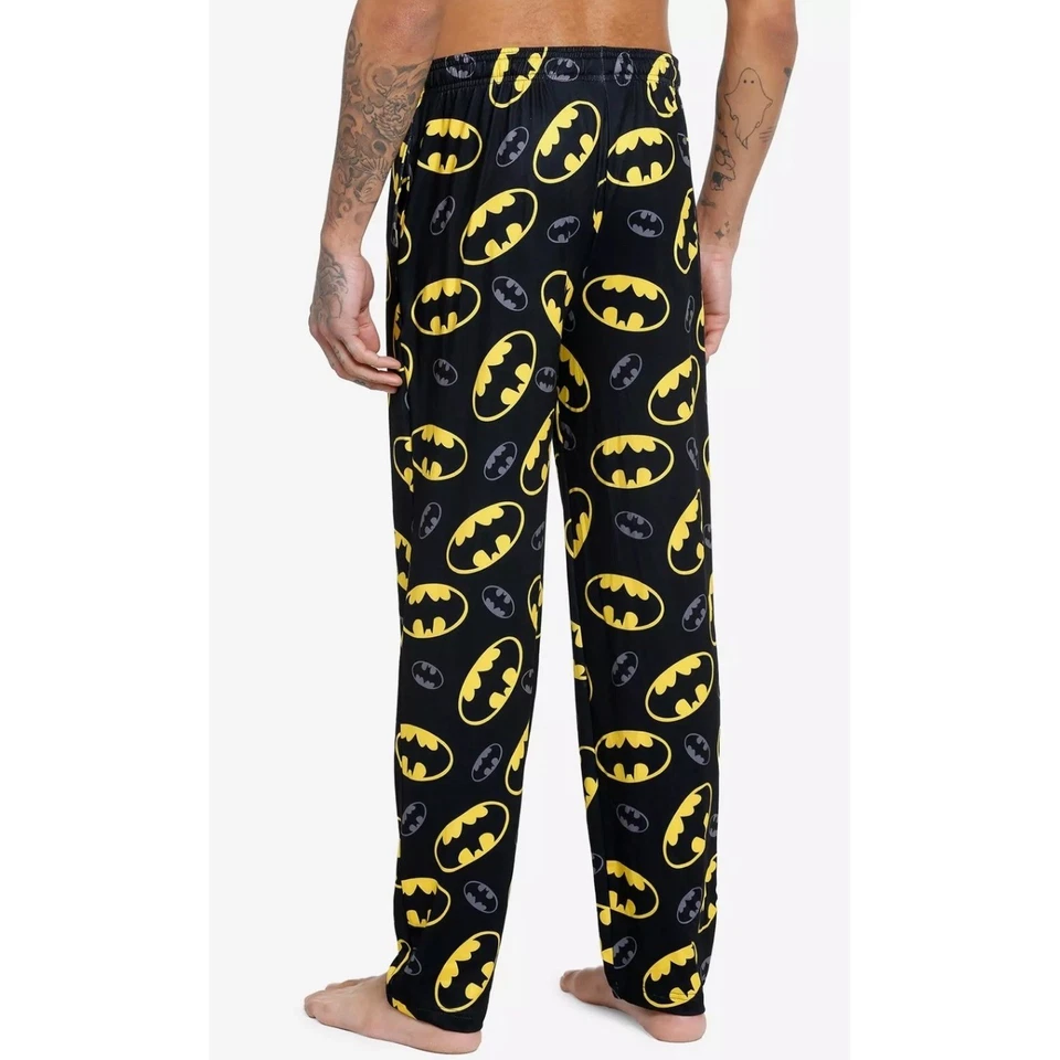 DC Comics Batman Logo Pajama Pants Men's XX-Large Black Yellow Sleep Lounge - Image 2 of 4