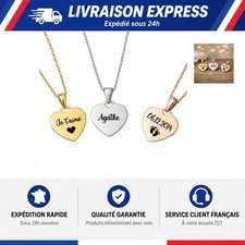 Collier Cœur Personnalisé Femme – Acier Inoxydable 316L, Gravure