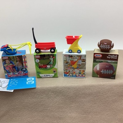 Little Tikes Mini Set of 4 Swing, Wagon, Shopping Cart & Football Toy Box New