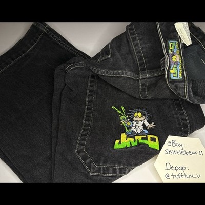 JNCO Jeans Vintage 90s Jnco Wolfgang Black And Green Pants | eBay