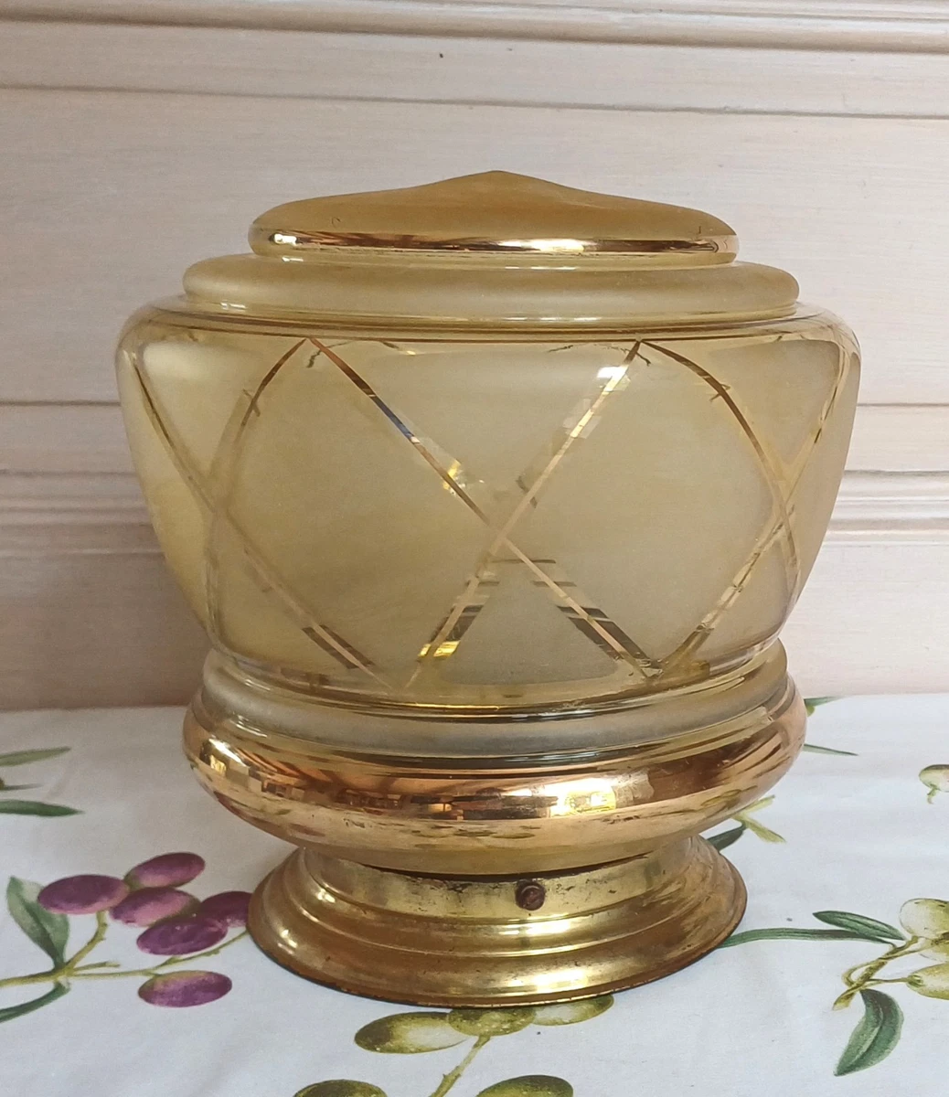 Grosse Boule Décorative En Verre Transparent - 18 Cm - Socle - Centre De Table Vintage