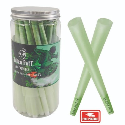 Alien Puff King Size vorgerollte grüne Zapfen (50 Zapfen pro Glas)
