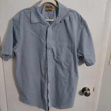 Roundtree Yorke Gold Label Cotton Blue Check Shirt Men's Short Sleeve XL