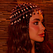 Women Head Chain Pearl Cap Tassel Fashion Metal hair chain jewel Bling 91119