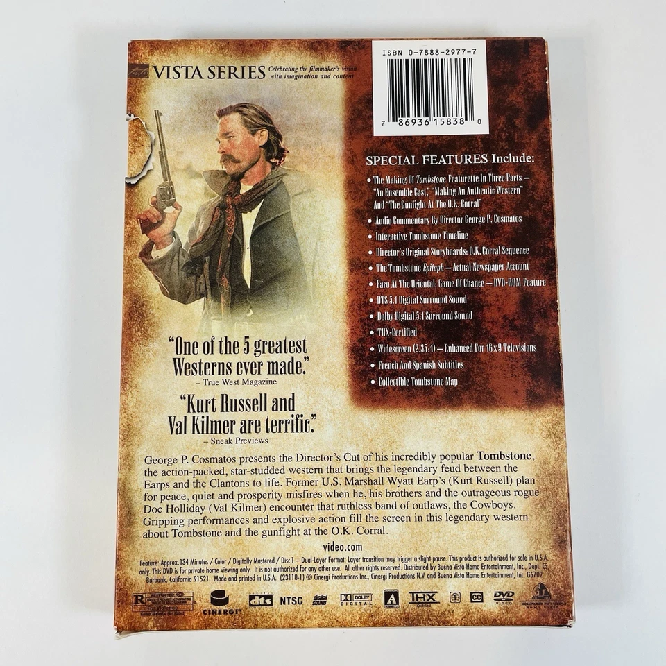 Tombstone (Vista Series Director's Cut DVD, 1993, 2-Disc Set) - Image 4 of 4