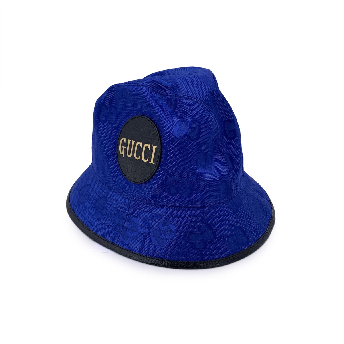 GUCCI GGモノグラム バケットハット Mサイズ Authentic Gucci Blue Monogram Nylon Off The Grid Unisex