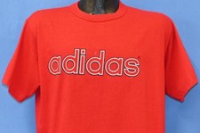vintage 80s ADIDAS THREE STRIPE SPORTSWEAR ATHLETIC RED SOFT t-shirt LARGE L