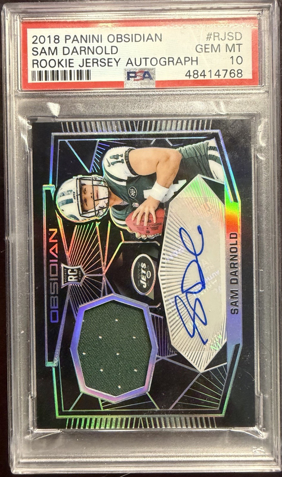 Panini Obsidian 2018 Sam Darnold Jets Rookie Patch Auto /75 RPA PSA 10