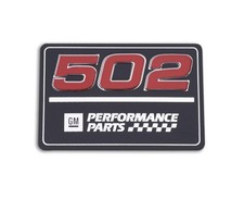 GM PERFORMANCE 502 engine valve metal decals Red-Silver-Black set of 2