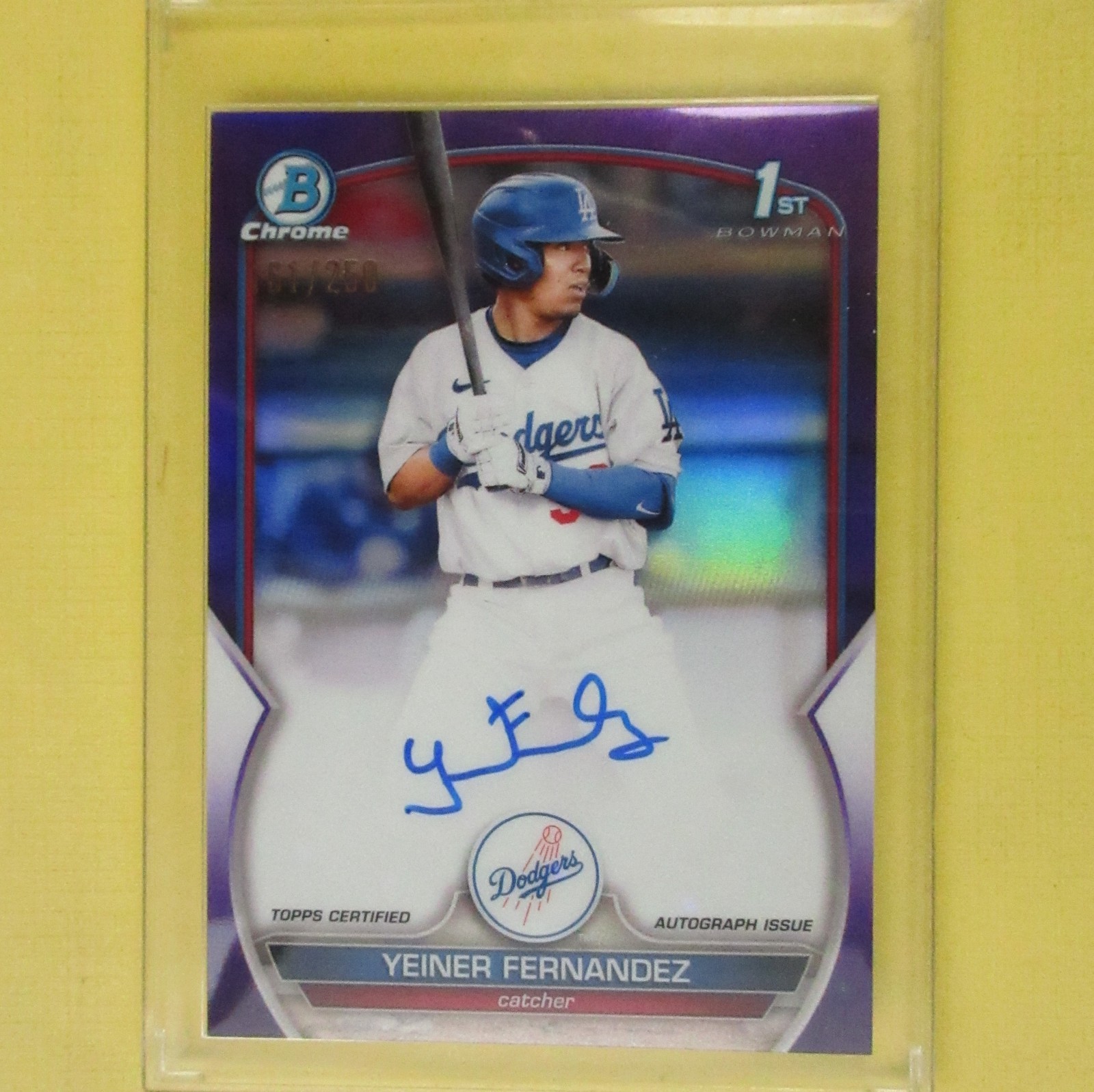 Yeiner Fernandez 2023 Rookie 1st. Bowman Chrome Auto Ref. /250 #cpa-yf  Dodgers