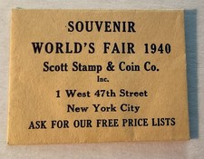 Scott Stamp Co 1940 New York Worlds Fair Souvenir TINY Envelope