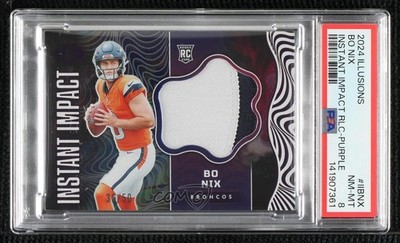 2024 Panini Illusions Instant Impact Purple /50 Bo Nix #II-BNX Rookie RC 0w1