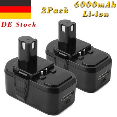 2X 6,0AH 18V Li-ion Akku Für RYOBI One+ Plus P102 P105 P107 P108 BPL1820 BPL1815