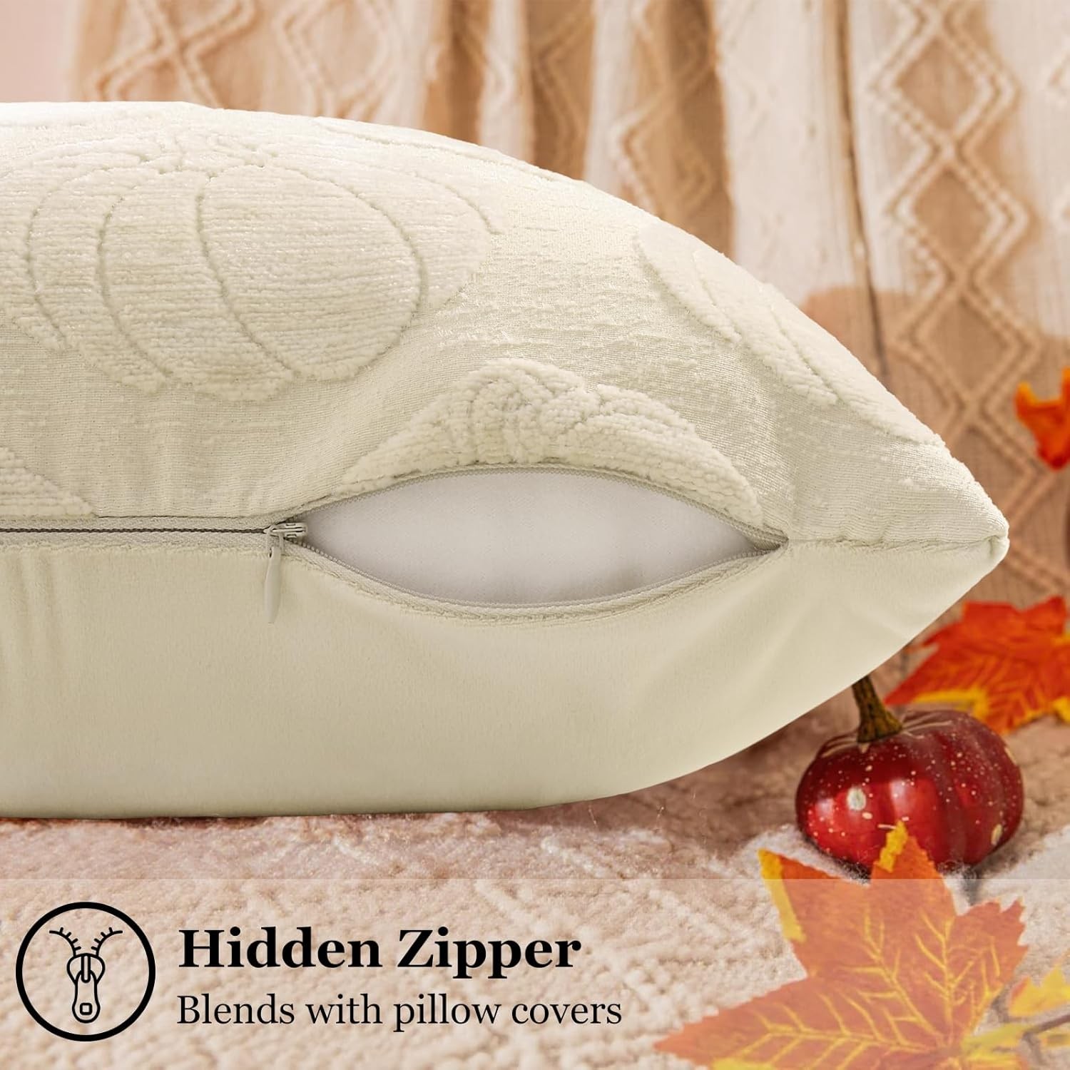 decorUhome Decorative Beige Pumpkin 18" x (Pack of 2), Pumpkins 