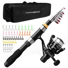 Telescopic Fishing Rod Reel Full Kit Fishing Line Lures for Beginner All-in-O...