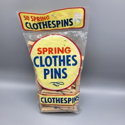Kmart Spring Clothespins 50 Pack Vintage Wooden Made in USA Tan