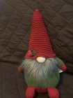 Christmas Gnome Figurine Red Green Gray Fabric Scandinavian Seasonal Decor — photo 1