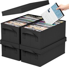 DVD Storage Box Stackable DVD Case Holder Organizer Foldable DVDs Container W/