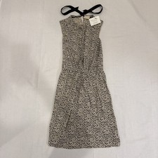 Dolce and Gabbana Flower Floral Print Midi Dress L/10/46 IT Rayon Tan Black