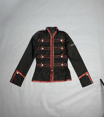 Vtg Criminal Damage Napoleon Style Military Jacket Womens M Black