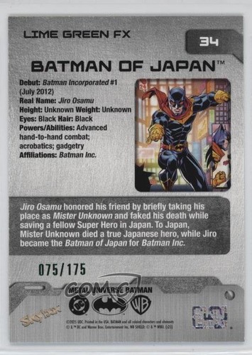 2025 Skybox Metal Universe Batman Lime Green FX 75/175 Batman of Japan ...