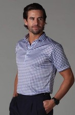 Collars  Co. Semi-Spread Collar Polo Shirt Men's Size Small in Navy Gingham NWT