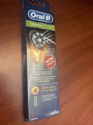 Oral-B Cross Action Replacement Brush Heads Pack of 4, Black
