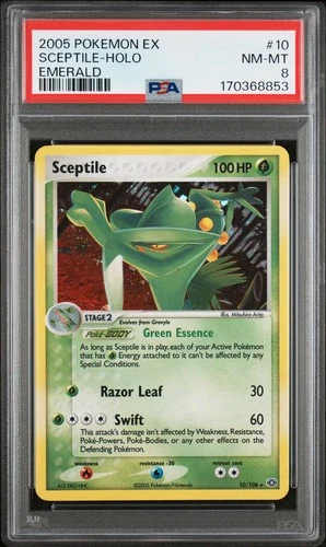 2005 POKEMON EX EMERALD #10 SCEPTILE-HOLO PSA 8