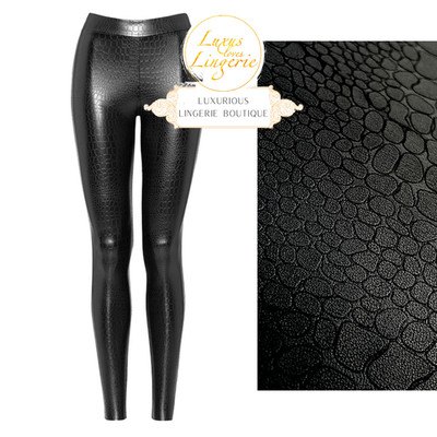 BONNIE COCCO LEGGINGS by Wolford 34 XS black schwarz Lederimitat Leggings Kroko
