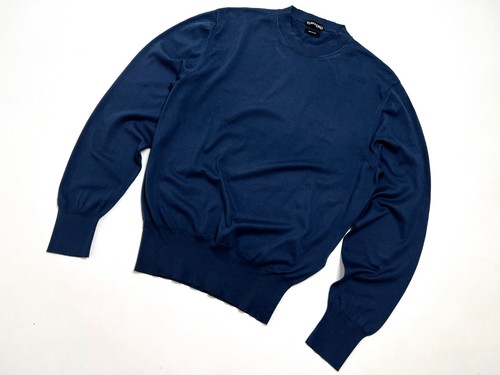 1370$ RRP Men's Tom Ford Blue Cotton Knitted Crew Neck Sweater Jumper - 52
