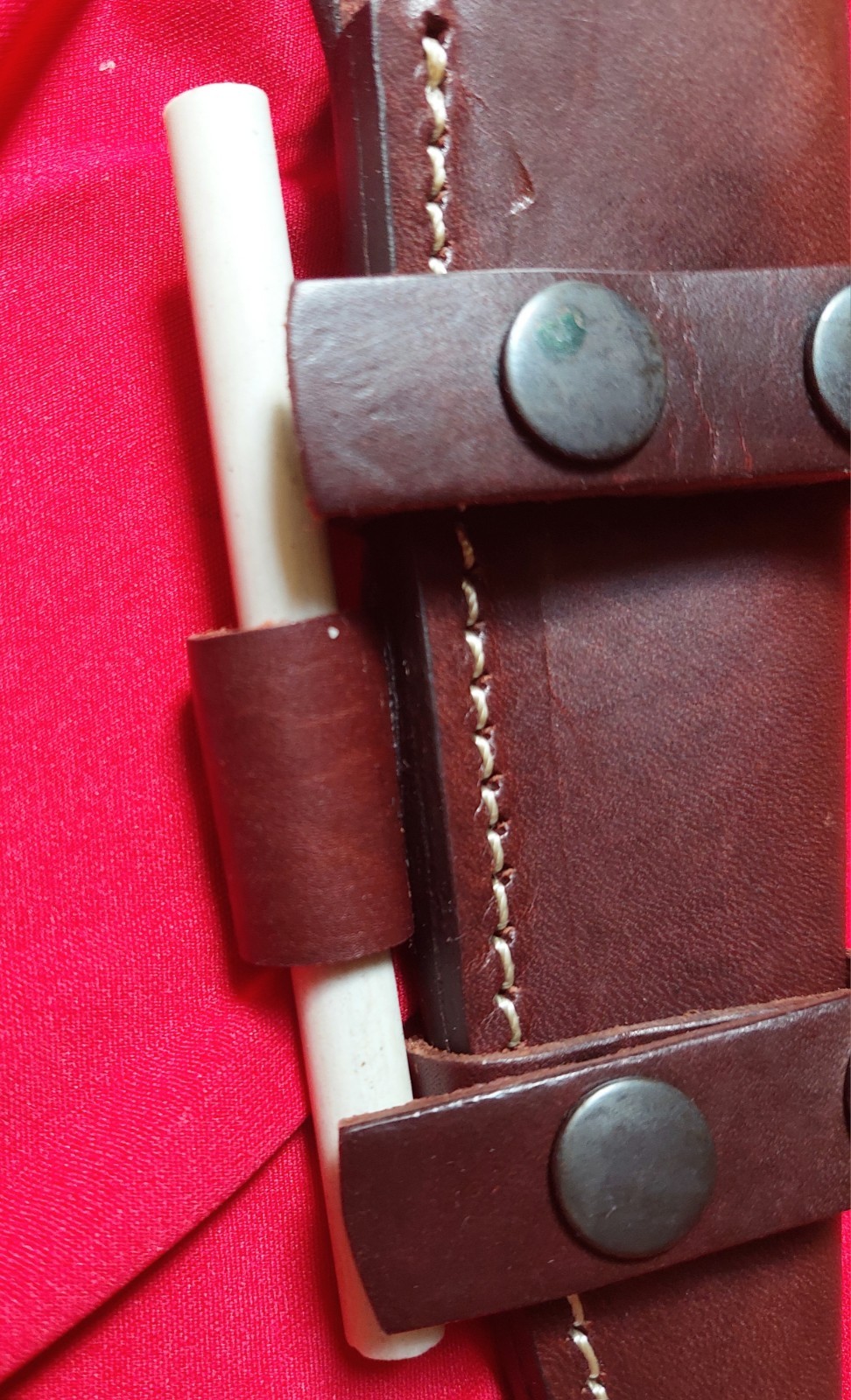 10" CFK Everyday Knife Top Quality Damascus Steel, Horn Grip, Leather Sheath