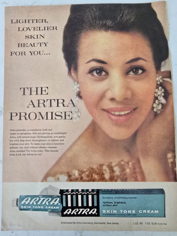 1964 Artra African American Skin Tone Cream Lightener Vintage cosmetic Ad 
