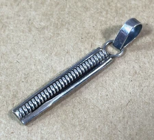 Sterling Silver Pendant Drop Down Bar Rectangle Slide Modern Design Stamped