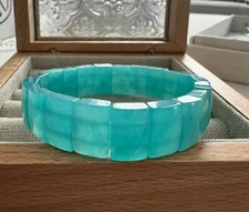 Natural Amazonyte Bangle Bracelet 『Princess Jasmine』13mm*9mm Great Gift