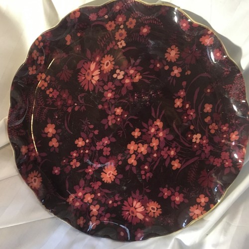 Glenwood Canada FAB Tablett lila Blumen Stoff 17" Vintage Mid Century Modern MCM