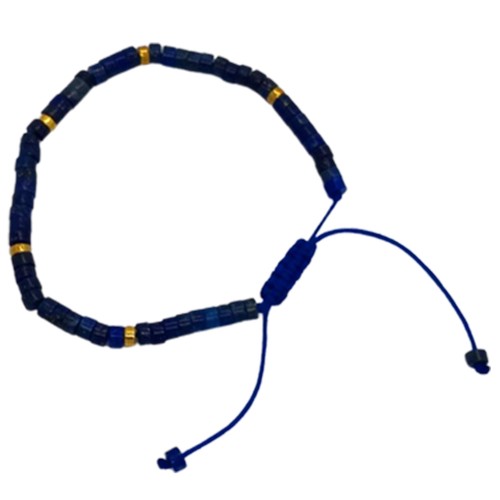 Lapis Lazuli Stone Beaded Bracelet Men's Braided Bracelet Adjustable - Picture 3 of 4