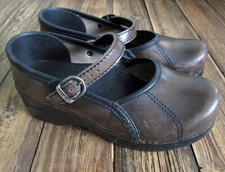 Dansko Marcelle Mary Jane Shoes Women's Size 36 EU 5.5-6 US Brown Leather Clogs