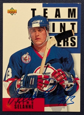 1993-94 Upper Deck IP AUTOGRAPH Teemu Selanne #309 JETS auto (FREE S/H)