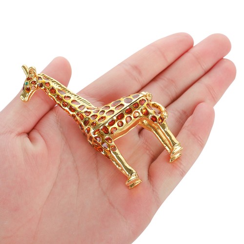 Giraffe Trinket Box Hinged Rhinestone Jeweled Organizer Colorful Enamel Ring Box - Picture 4 of 5