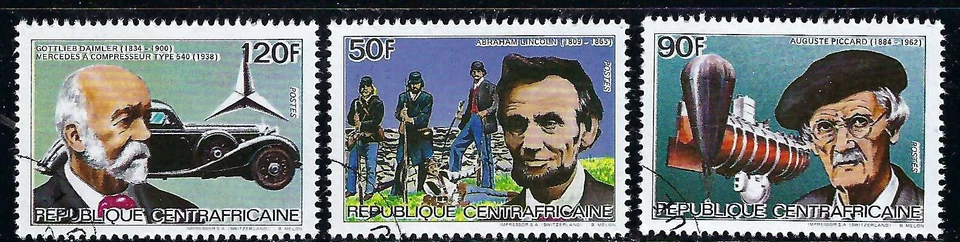Центральноафриканская Республика 1984 6v. Технический директор NH знаменитости Авраам Линкольн/ Piccard - Изображение 2 из 3